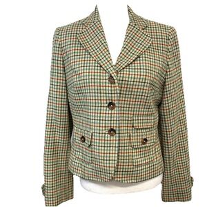 Vintage Loft Plaid Blazer 2 Button Wool Blend 8 Lined Fitted Preppy Business
